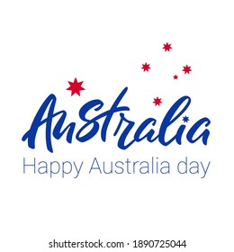 Happy Australia day lettering. calligraphy with stars. Vector illustration