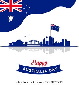 Happy Australia day lettering or calligraphy with Australian flag or map Vector illustration