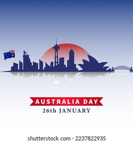 Happy Australia day lettering or calligraphy with Australian flag or map Vector illustration