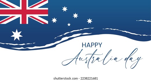 Frohe Australien Tag Schrift Kalligrafie mit Flaggen Karte von Australien . Vektorgrafik - Vektorgrafik