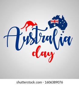 Happy Australia day lettering with map of Australia Vector. 