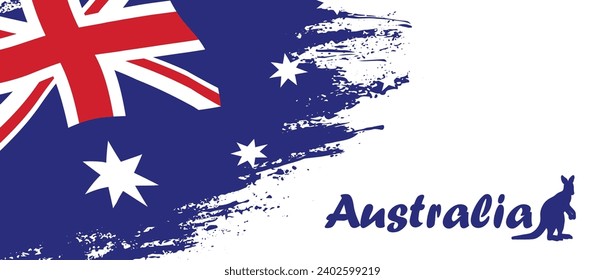 Happy Australia day lettering. Map of Australia with flag. Vector illustration