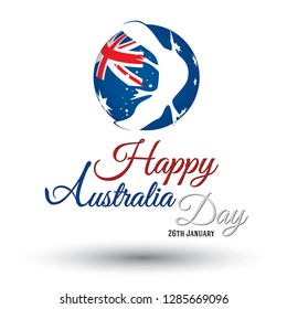 Happy Australia Day lettering with a symbol of a platypus on Australian globe - Greeting Card vector concept