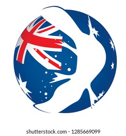 Happy Australia Day lettering with a symbol of a platypus on Australian globe - Greeting Card vector concept