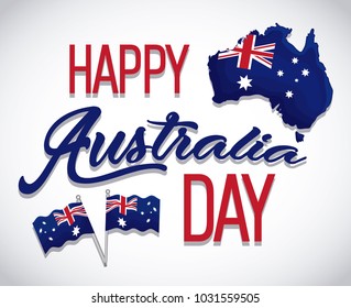 happy australia day map of australia