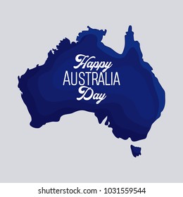 happy australia day map of australia design