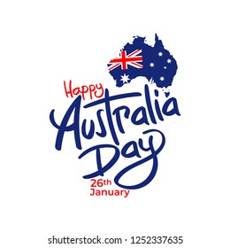 alegre australia día bandera bandera bandera de mapa cartel tarjeta de saludo vector