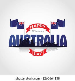 Happy Australia Day with map and flag Australia. Vector illustration Happy Australia Day with map and flag Australia. Vector illustration