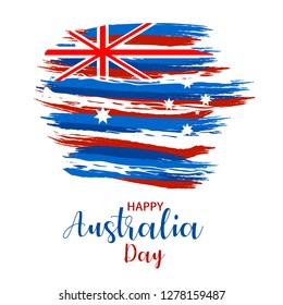 Happy Australia day. Map of Australia with flag. Vector illustration for Greeting card, poster and banner.