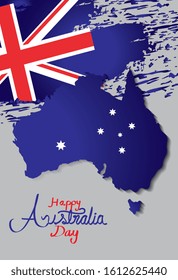 happy australia day with map and flag vector illustration design