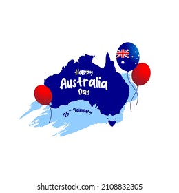 Guten Tag in Australien! Karte von Australien mit Flaggen und Ballons. Vektorgrafik.