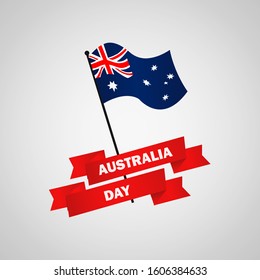 Happy Australia Day With National Flag Flat Vector Illustration