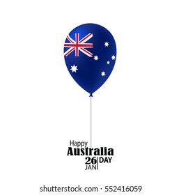 Happy Australia Day with National Flag Ballons, Confetti.26 January Festive.Template for Postcard Design,Banner, Flyer.