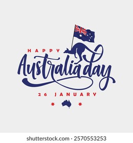 Happy Australia day. Australia national day. National day of Australia. January 26. with Australia with flag. Vector illustration Template for Poster, Banner, Flyer, Greeting, Card, Cover.
