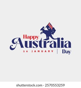 Happy Australia day. Australia national day. National day of Australia. January 26. with Australia with flag. Vector illustration Template for Poster, Banner, Flyer, Greeting, Card, Cover.
