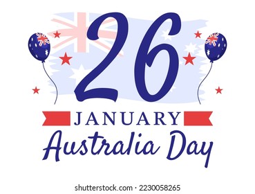 Happy Australia Day Observed Every Year on January 26th with Flags and Map to Diversity of Peoples in Flat Cartoon Hand Drawn Template Illustration