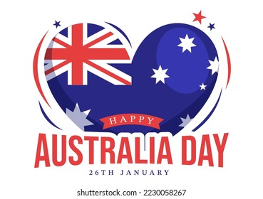 Happy Australia Day Observed Every Year on January 26th with Flags and Map to Diversity of Peoples in Flat Cartoon Hand Drawn Template Illustration