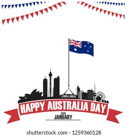 happy australia day,  silhoutte building on australia