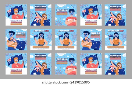 happy australia day social media post vector flat design