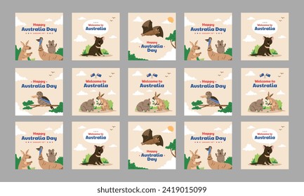 happy australia day social media post vector flat design