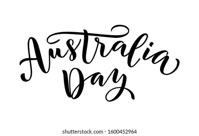 Happy Australia Day with stars and ribbon. Vector illustration Hand drawn text lettering for Australia day. Script. Calligraphic design for print greetings card, sale banner, poster. Colorful