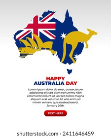 Happy Australia day template illustration. Commemorate Australia Day template. Australia day celebrate template.