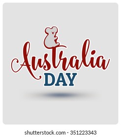 Happy Australia Day - Typographic Vector Design with Koala and map