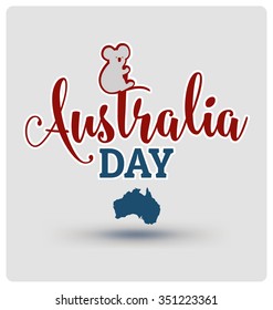Happy Australia Day - Typographic Vector Design with Koala and map