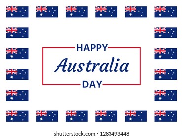 Happy Australia Day. Vector. Banner for Australia National Day with Australian flags. Greeting card, poster, holiday background template. Blue red illustration.