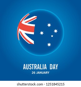 Happy Australia day vector with flag in the sphere.Holiday background illustration.
