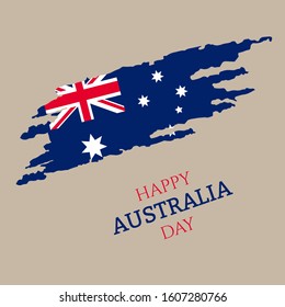 Happy Australia Day Vector illustration. Brush stroke background.