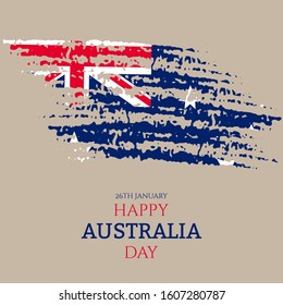 Happy Australia Day Vector illustration. Brush stroke background.