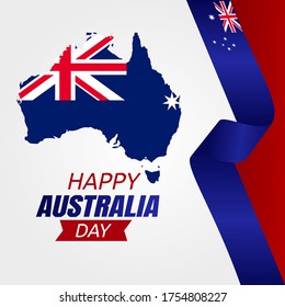 Happy Australia Day Vector Illustration with Map and Flag.