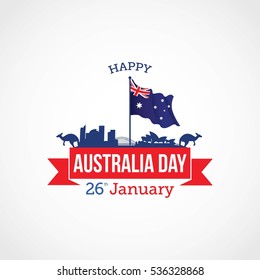 Feliz Día de Australia, ilustración. Apropiado para tarjeta de felicitación, afiche y banner.