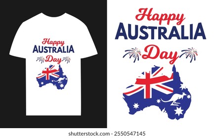 Diseño de la camiseta del Vector del día de Australia feliz impreso. Vector de la camiseta de la bandera de Australia patriótica, regalo para los australianos, orgullo australiano, regalo australiano, raíces de Australia, camiseta clásica unisex