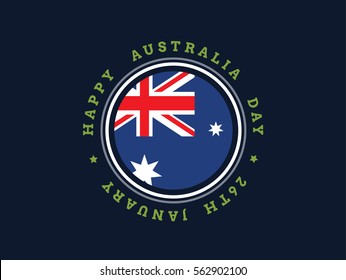 Happy Australia Day. Vector typography, text design. Usable for banners, greeting cards, gifts etc. 26th of January. 
