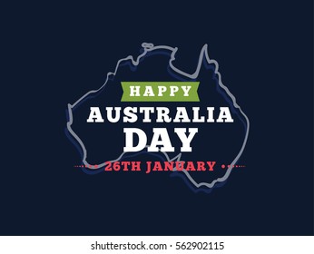 Happy Australia Day. Vector typography, text design. Usable for banners, greeting cards, gifts etc. 26th of January. 