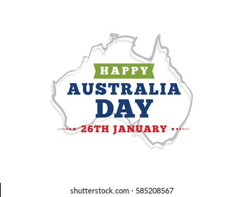 Happy Australia Day. Vector typography, text design. Usable for banners, greeting cards, gifts etc. 26th of January.