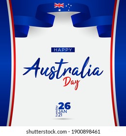Happy Australia day with waving flag.