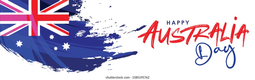 Happy Australia Day Website Header or Banner Design with Flag/Map of Australia. Vector Illustration.