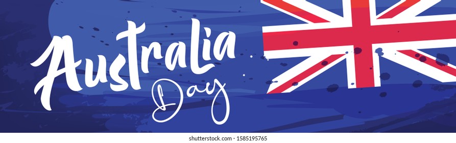 Happy Australia Day Website Header or Banner Design with Flag/Map of Australia. Vector Illustration.