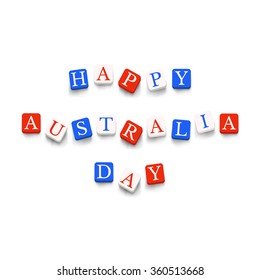 Happy Australia republic Day with colorful blocks isolated on a white background. National flags colors typography banner poster design. 