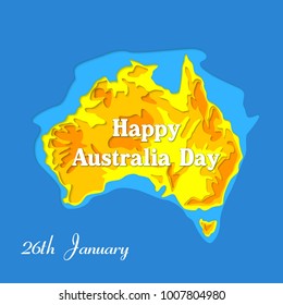 Happy Australia republic day. Typographic poster paper cut style. Lettering greeting card. National banner poster. Multilayer paper cut applique Australian. Republic day celebration paper art style