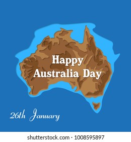 Happy Australia republic day. Typographic poster paper cut style. Lettering greeting card. National banner poster. Multilayer paper cut applique Australian. Republic day celebration paper art style