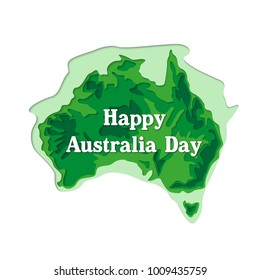 Happy Australia republic day. Typographic poster paper cut style. Lettering greeting card. National banner poster. Multilayer paper cut applique Australian. Republic day celebration paper art style