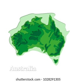Happy Australia republic day. Typographic poster paper cut style. Lettering greeting card. National banner poster. Multilayer paper cut applique Australian. Republic day celebration paper art style