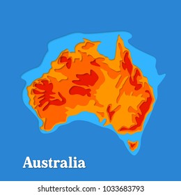 Happy Australia republic day. Typographic poster paper cut style. Lettering greeting card. National banner poster. Multilayer paper cut applique Australian. Republic day celebration paper art style