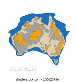 Happy Australia republic day. Typographic poster paper cut style. Lettering greeting card. National banner poster. Multilayer paper cut applique Australian. Republic day celebration paper art style