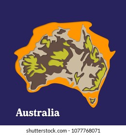 Happy Australia republic day. Typographic poster paper cut style. Lettering greeting card. National banner poster. Multilayer paper cut applique Australian. Republic day celebration paper art style
