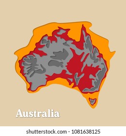 Happy Australia republic day. Typographic poster paper cut style. Lettering greeting card. National banner poster. Multilayer paper cut applique Australian. Republic day celebration paper art style